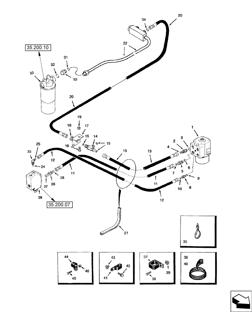 Схема запчастей Case IH 2588 - (41.204.01) - HYDRAULICS - STEERING SUPPLY AND RETURN (41) - STEERING