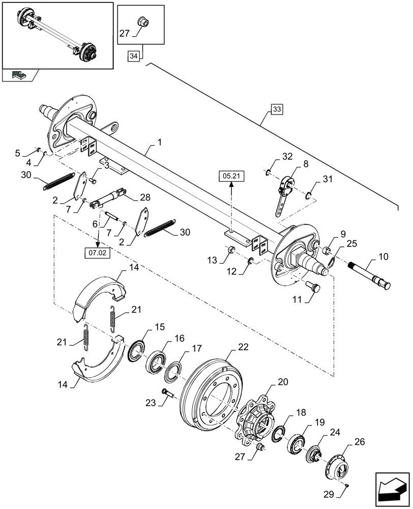 Схема запчастей Case IH LB333P - (05.30[01]) - LARGE STEERED TANDEM AXLE, HYDRAULIC BRAKE, FRONT - NOT FOR NA - D800 (05) - AXLE