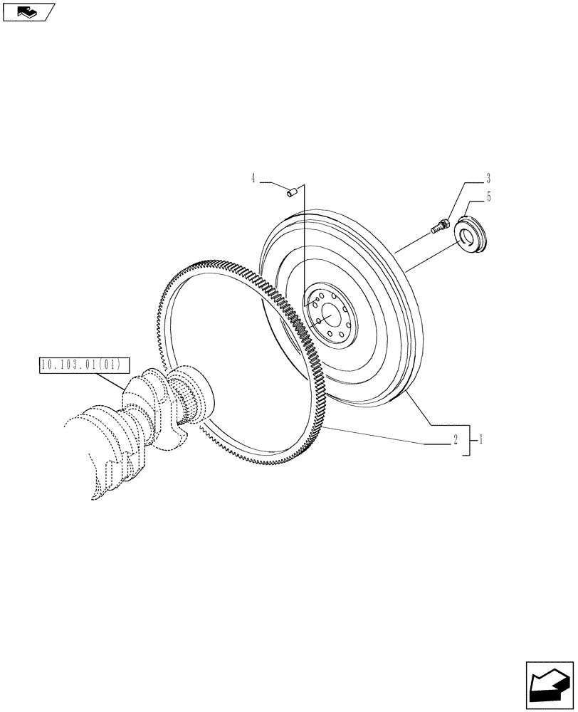 Схема запчастей Case IH MAGNUM 180 - (10.103.02[01]) - FLYWHEEL (10) - ENGINE