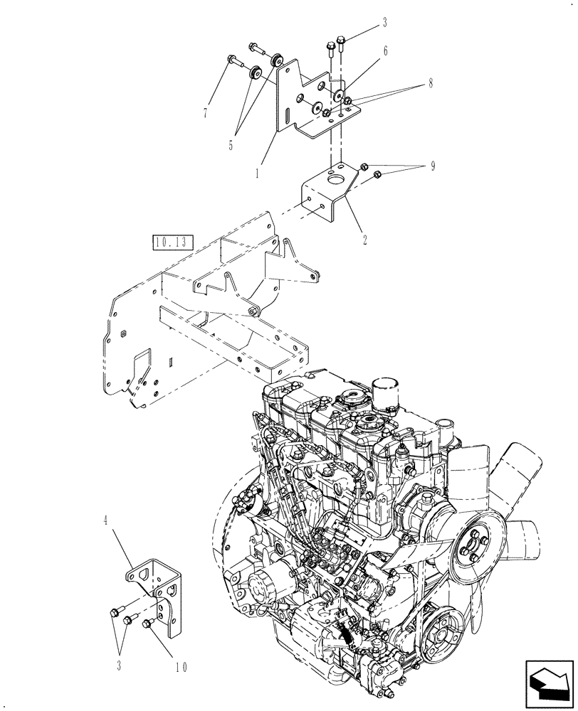 Схема запчастей Case IH FARMALL 50 - (02.04.02) - AIR CLEANER BRACKET (02) - ENGINE EQUIPMENT