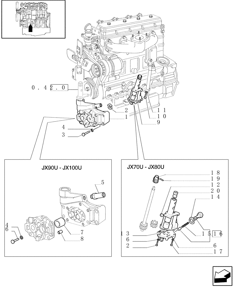 Схема запчастей Case IH JX90U - (0.30.0) - OIL PUMP (01) - ENGINE