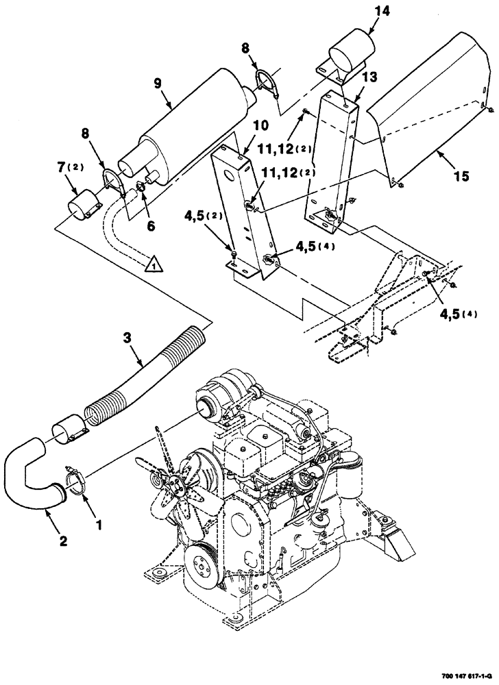 Схема запчастей Case IH 8860HP - (02-16) - ENGINE EXHAUST AND MOUNTING ASSEMBLY (8860 110HP) (10) - ENGINE