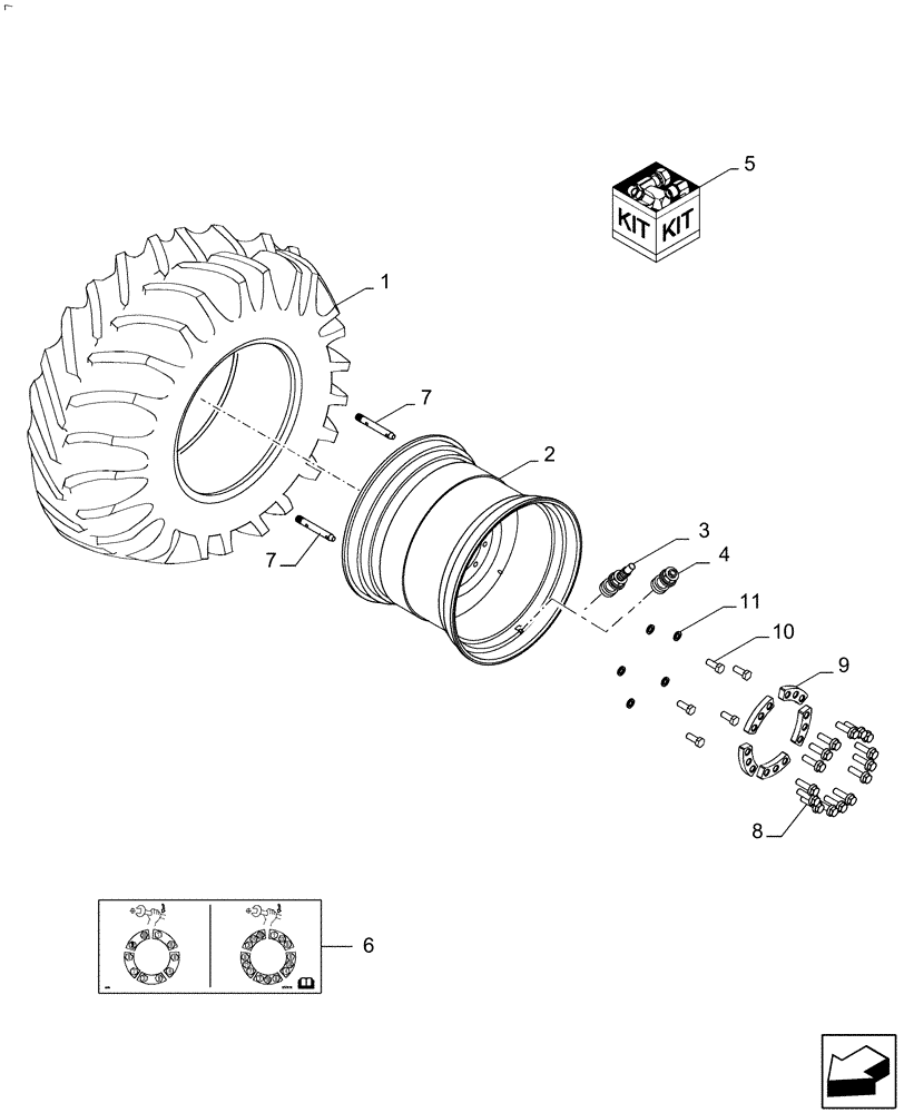 Схема запчастей Case IH 7120 - (44.100.04) - WHEELS, FRONT - 32 X DW27A (DELAYED) (44) - WHEELS