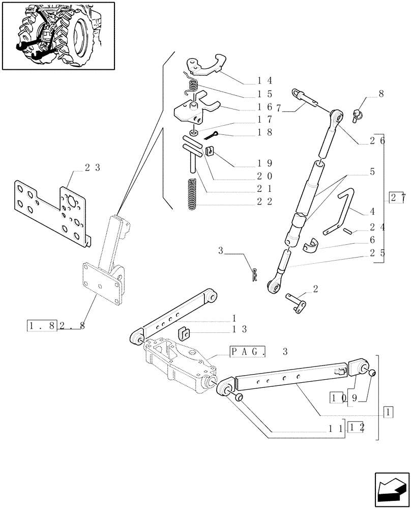 Схема запчастей Case IH JX90U - (1.89.6[01]) - IMPLEMENT HITCHING/ATTACHMENT - ARMS, TIE-RODS & SUPPORT (09) - IMPLEMENT LIFT