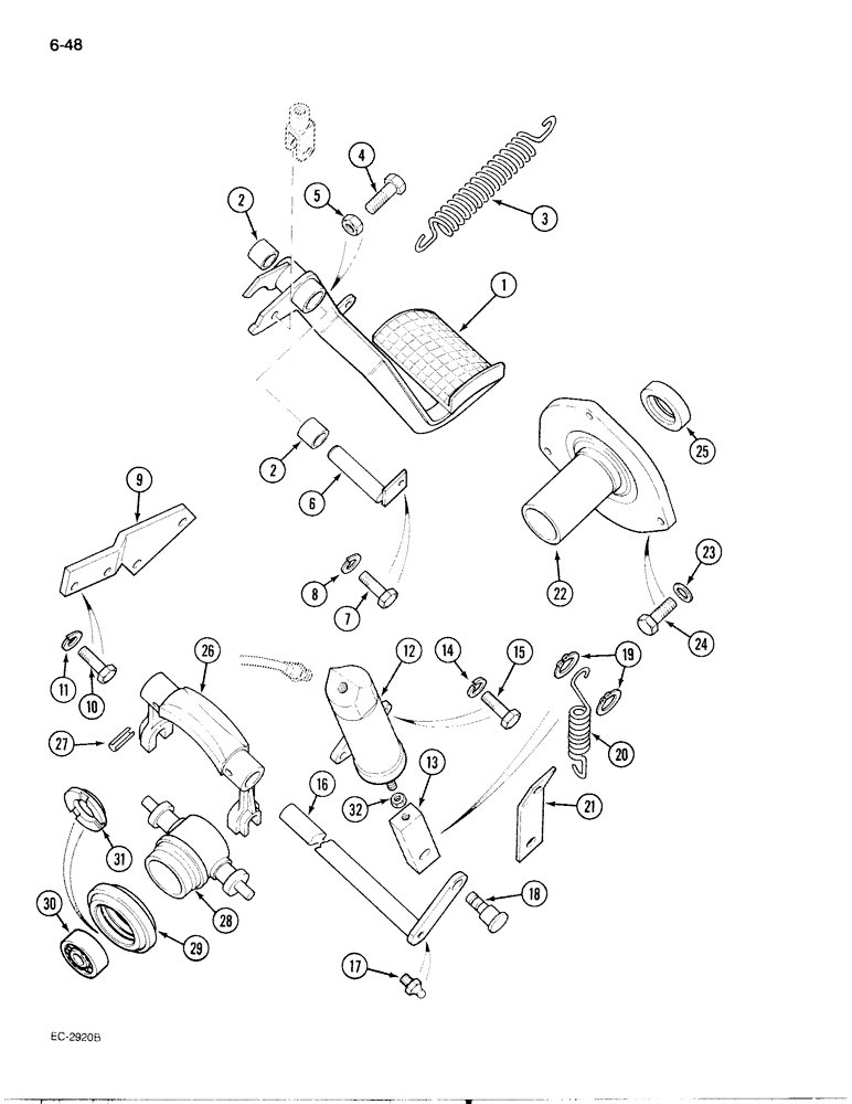 Схема запчастей Case IH 695 - (6-048) - CLUTCH CONTROLS, LOWER, TRACTOR WITH CAB (06) - POWER TRAIN