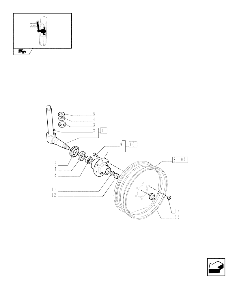 Схема запчастей Case IH FARMALL 75N - (1.41.0[02]) - 2WD FRONT AXLE - BALL FUSE AND HUBS (VAR.331581-332581 / 743515) (04) - FRONT AXLE & STEERING