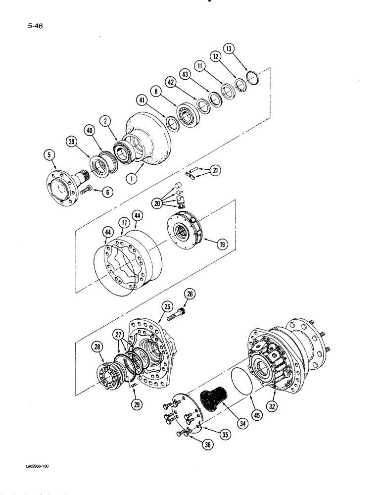 Схема запчастей Case IH 1620 - (5-46) - WHEEL DRIVE MOTOR, POWER GUIDE AXLE (04) - STEERING