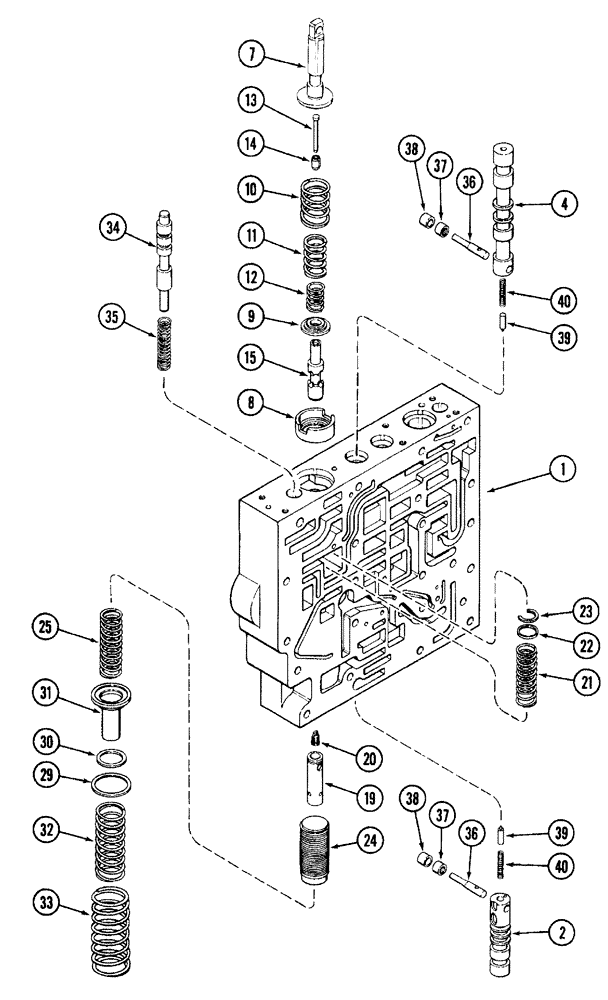 Схема запчастей Case IH 7220 - (6-036) - TRANSMISSION CONTROL VALVE ASSEMBLY, BODY SECTION AND CLUTCH SPOOLS (06) - POWER TRAIN