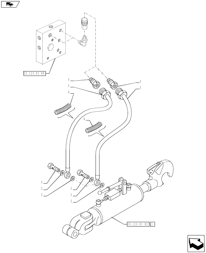 Схема запчастей Case IH PUMA 215 - (35.124.01[04]) - HYDRAULIC TOP LINK FOR ALL LINKAGE OPTIONS - TOP LINK AND PIPES (VAR.728237-728484) (35) - HYDRAULIC SYSTEMS