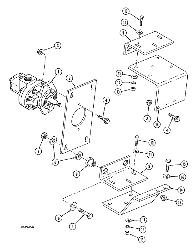 Схема запчастей Case IH 1644 - (8-50) - AUXILIARY PUMP AND MOUNTING (07) - HYDRAULICS