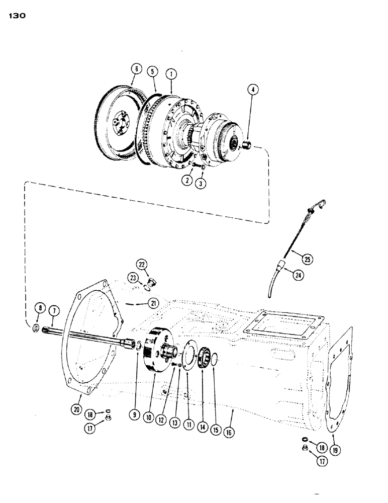 Схема запчастей Case IH 430 - (130) - CONVERTER AND TORQUE TUBE, CASE-O-MATIC DRIVE (06) - POWER TRAIN