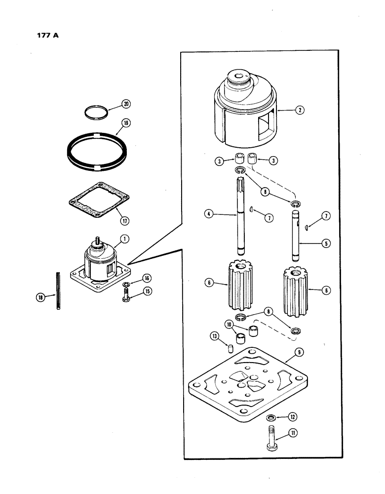 Схема запчастей Case IH 1270 - (177A) - HYDRAULICS, A64092 HYDRAULIC OIL CHARGING PUMP ASSEMBLY (08) - HYDRAULICS