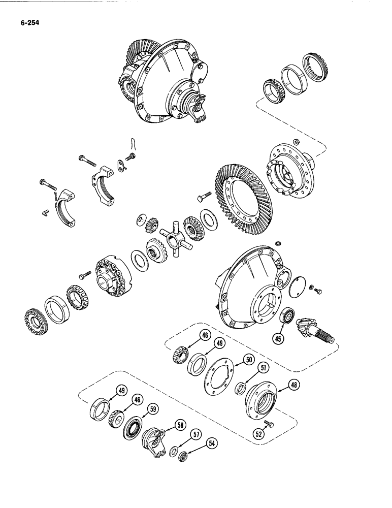 Схема запчастей Case IH 4494 - (6-254) - REAR AXLE DIFFERENTIAL AND CARRIER, AXLE SERIAL NO. 13015953 AND AFTER (06) - POWER TRAIN