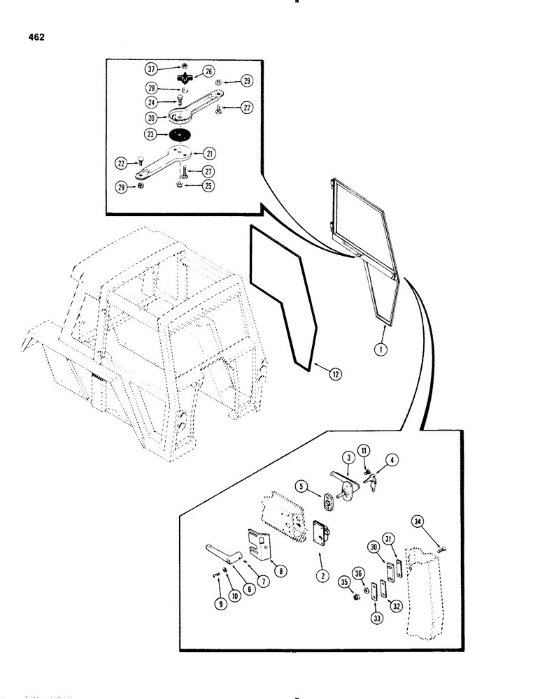 Схема запчастей Case IH 1270 - (462) - CAB, DOOR ASSEMBLY (09) - CHASSIS/ATTACHMENTS