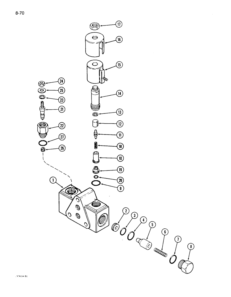 Схема запчастей Case IH 1640 - (8-070) - HEADER LIFT VALVE, P.I.N. JJC0097190 AND AFTER (07) - HYDRAULICS