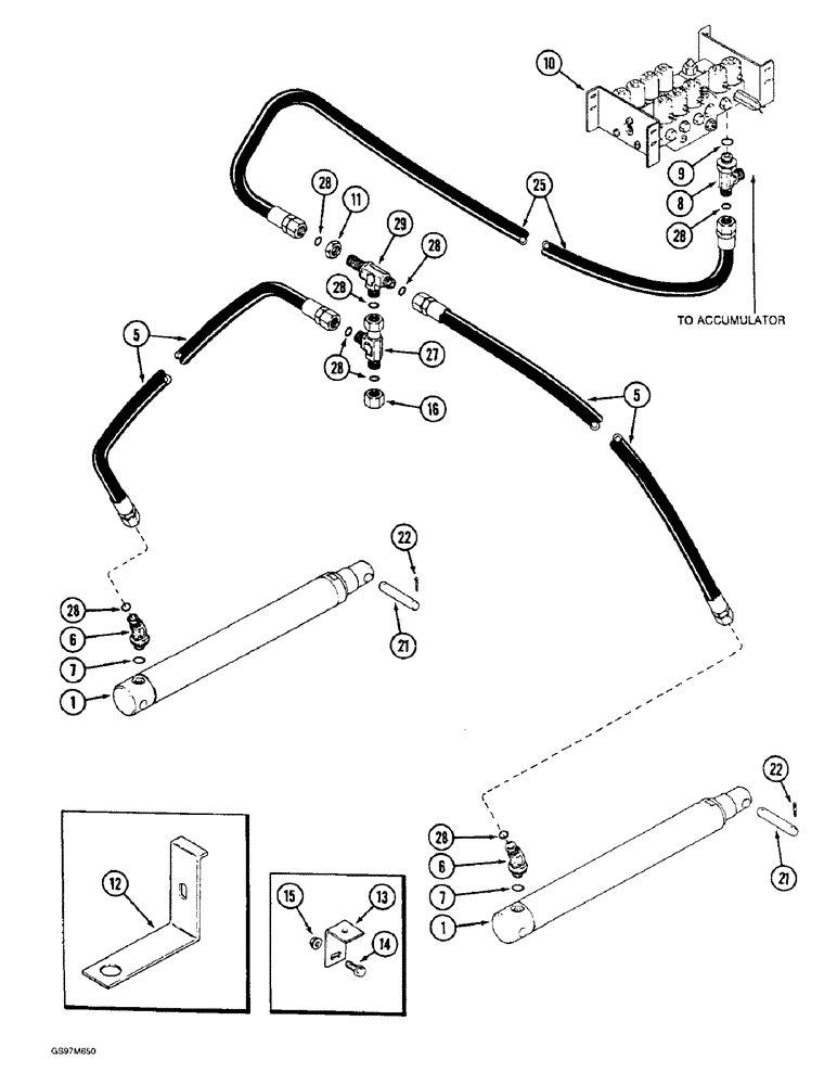 Схема запчастей Case IH 1660 - (8-052) - HEADER LIFT CYLINDER SYSTEM, WITHOUT THIRD LIFT CYLINDER, P.I.N. JJC0103800 AND AFTER (07) - HYDRAULICS