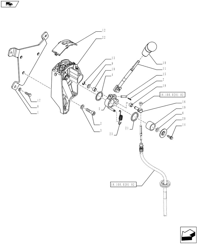 Схема запчастей Case IH FARMALL 75C - (18.100.0201[01]) - POWER TAKE-OFF CONTROLS (POWER SHUTTLE) - LEVER AND SUPPORT (VAR.334804 / 743519; VAR.332808 / 743565; VAR.336814 / 743566) (18) - CLUTCH