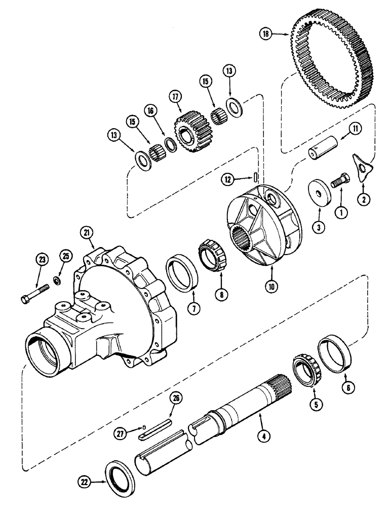 Схема запчастей Case IH 2090 - (6-284) - REAR AXLE, HOUSING AND PLANETARY GEARS, SHORT AXLE 96 INCH (2 438 MM) (06) - POWER TRAIN