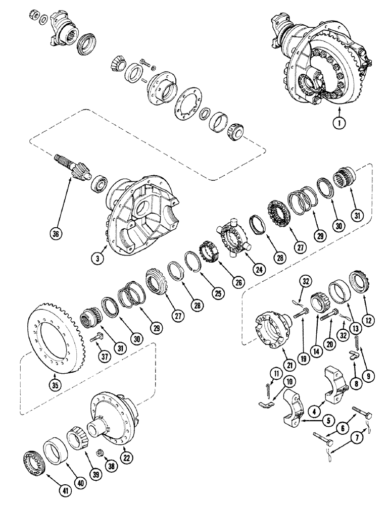 Схема запчастей Case IH 4694 - (6-214) - FRONT AXLE DIFFERENTIAL AND CARRIER, NO SPIN DIFFERENTIAL, PRIOR TO AXLE SERIAL NO. 13015953 (06) - POWER TRAIN