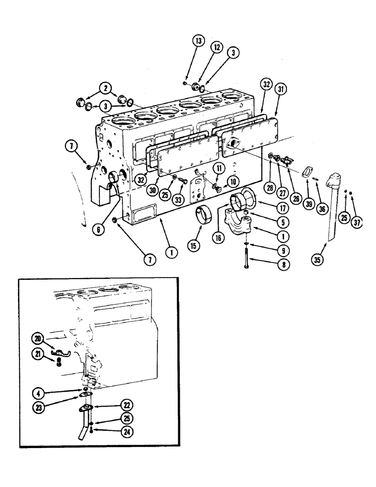 Схема запчастей Case IH 4890 - (2-36) - CYLINDER BLOCK, 674 CUBIC INCH DIESEL ENGINE (02) - ENGINE