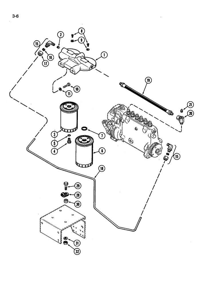 Схема запчастей Case IH 3394 - (3-06) - FUEL INJECTION FILTER SYSTEM, 504BDT DIESEL ENGINE (03) - FUEL SYSTEM