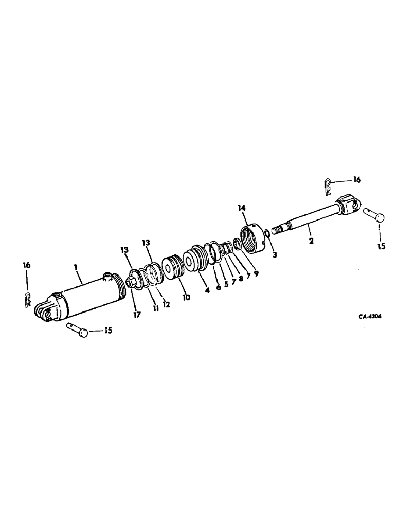 Схема запчастей Case IH 315 - (A-24) - HYDRAULIC CYLINDER, MACHINES BUILT 1969 TO 1975, UNITS A, B AND C 