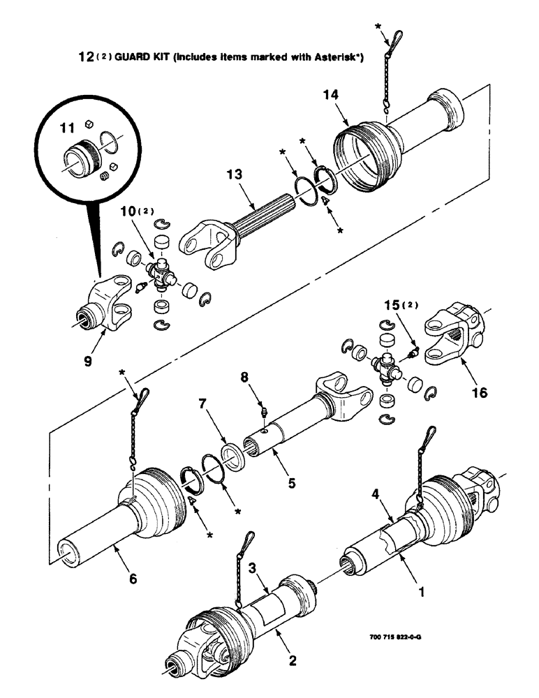 Схема запчастей Case IH 8590 - (9-16) - IMPLEMENT DRIVELINE ASSEMBLY, TYPE 3, 1-3/4" DIAMETER X 20 SPLINE Decals & Attachments