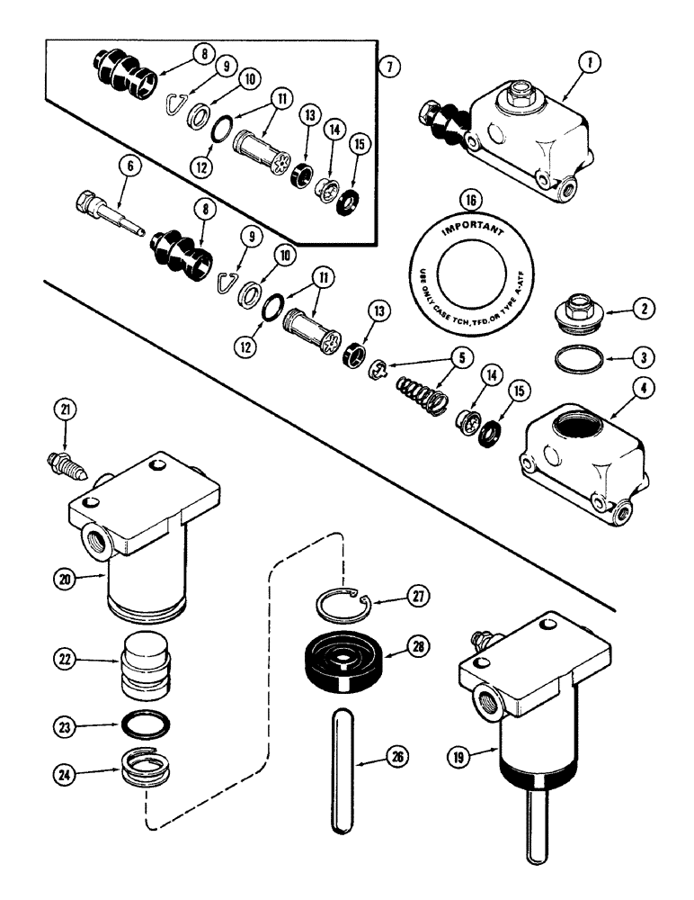 Схема запчастей Case IH 4890 - (7-248) - BRAKE MASTER CYLINDER, BRAKE SLAVE CYLINDER (07) - BRAKES