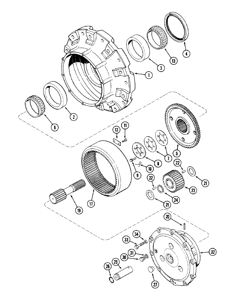 Схема запчастей Case IH 4694 - (6-200) - FRONT AXLE ASSEMBLY, WHEEL HUB AND AXLE PLANETARY, AXLE SERIAL NO. 13015953 AND AFTER (06) - POWER TRAIN