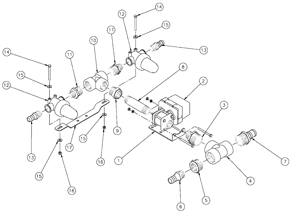 Схема запчастей Case IH SPX3320 - (09-023) - VALVE PLUMBING GROUP, 5 SECTION Liquid Plumbing