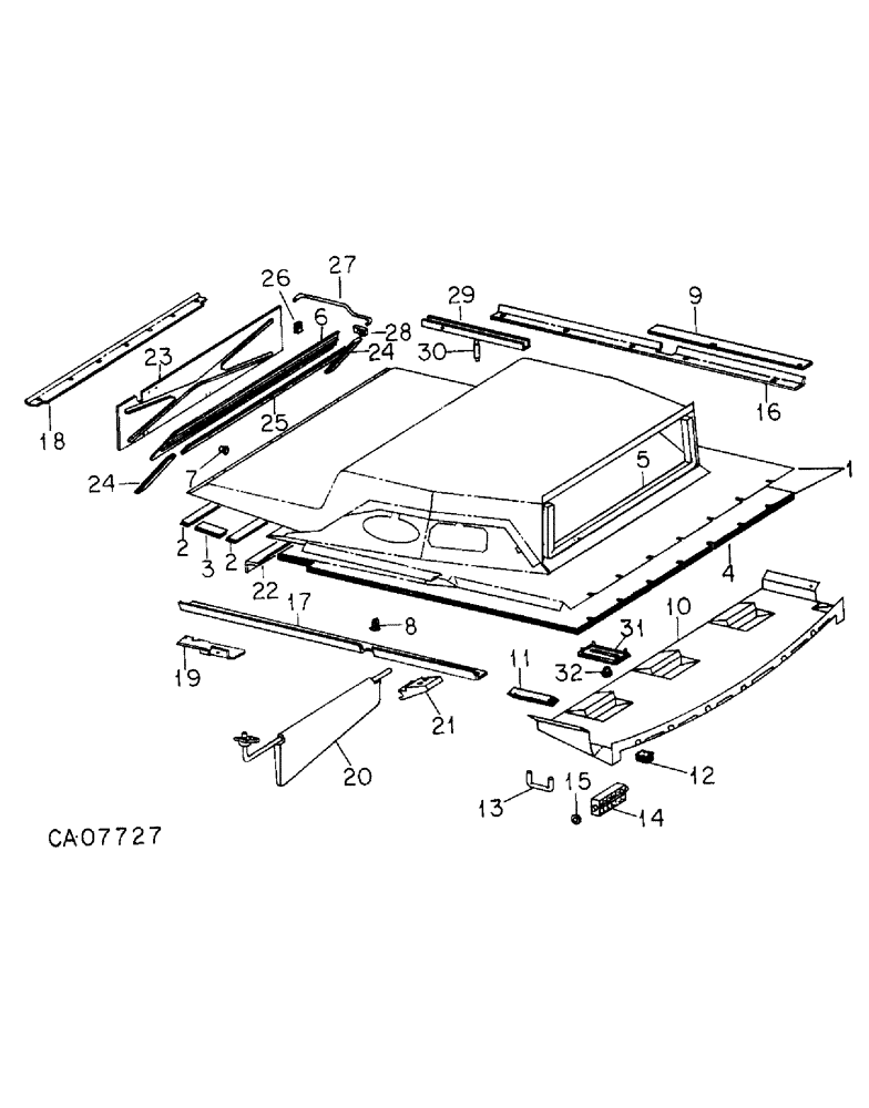 Схема запчастей Case IH 3488 - (13-24) - SUPERSTRUCTURE, HEADLINER AND SUN VISORS (05) - SUPERSTRUCTURE