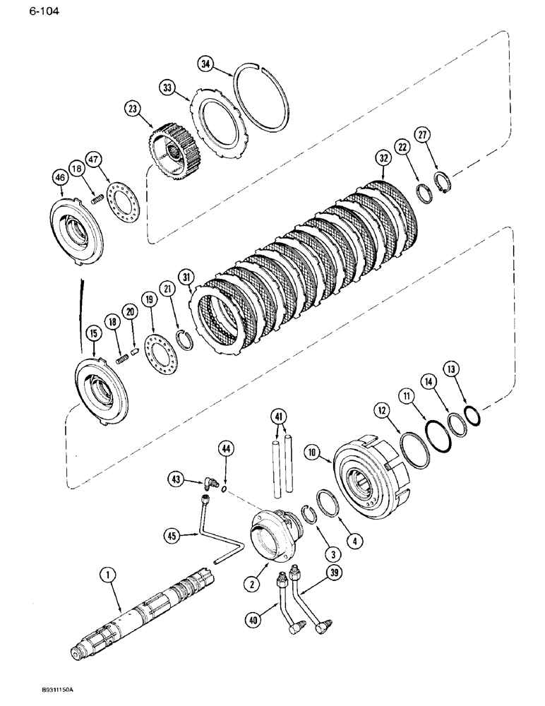 Схема запчастей Case IH 7120 - (6-104) - TRANSMISSION, INPUT SHAFT MASTER CLUTCH, TRANSMISSION SERIAL NUMBER AJB0051028 AND AFTER (06) - POWER TRAIN