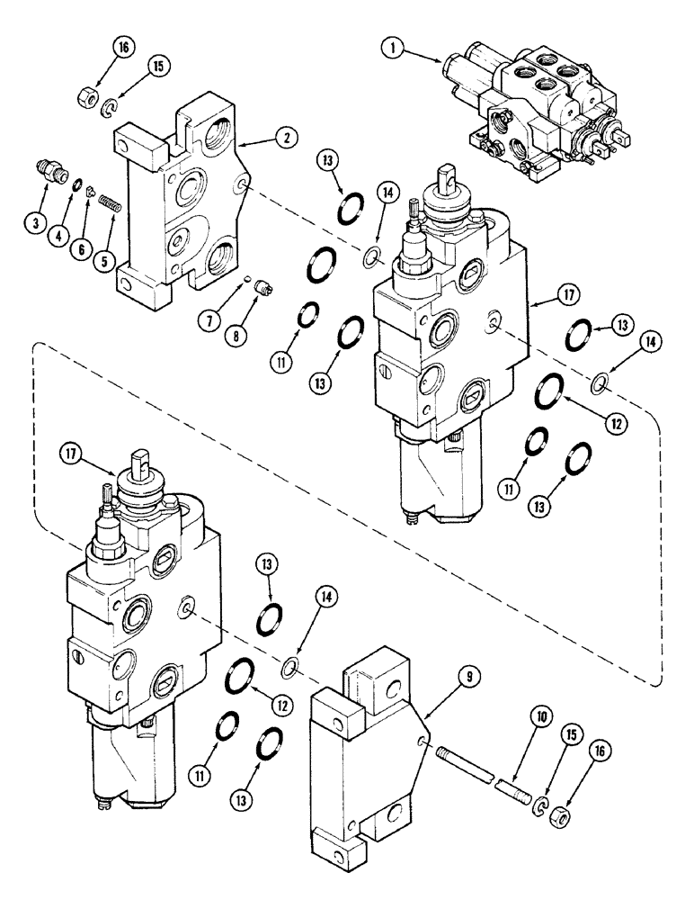 Схема запчастей Case IH 4690 - (8-292) - REMOTE HYDRAULIC VALVE ASSEMBLY, TWO CIRCUIT SYSTEM (08) - HYDRAULICS