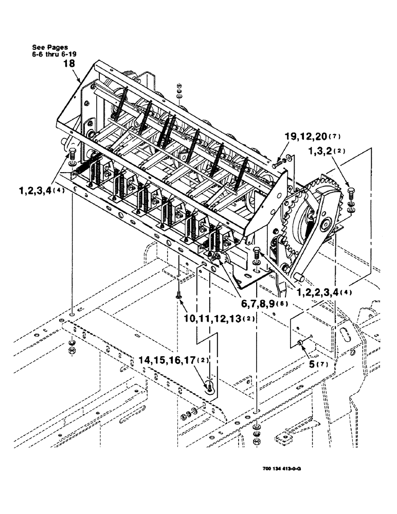 Схема запчастей Case IH 8590 - (6-04) - KNOTTER MOUNTING ASSEMBLY (14) - BALE CHAMBER