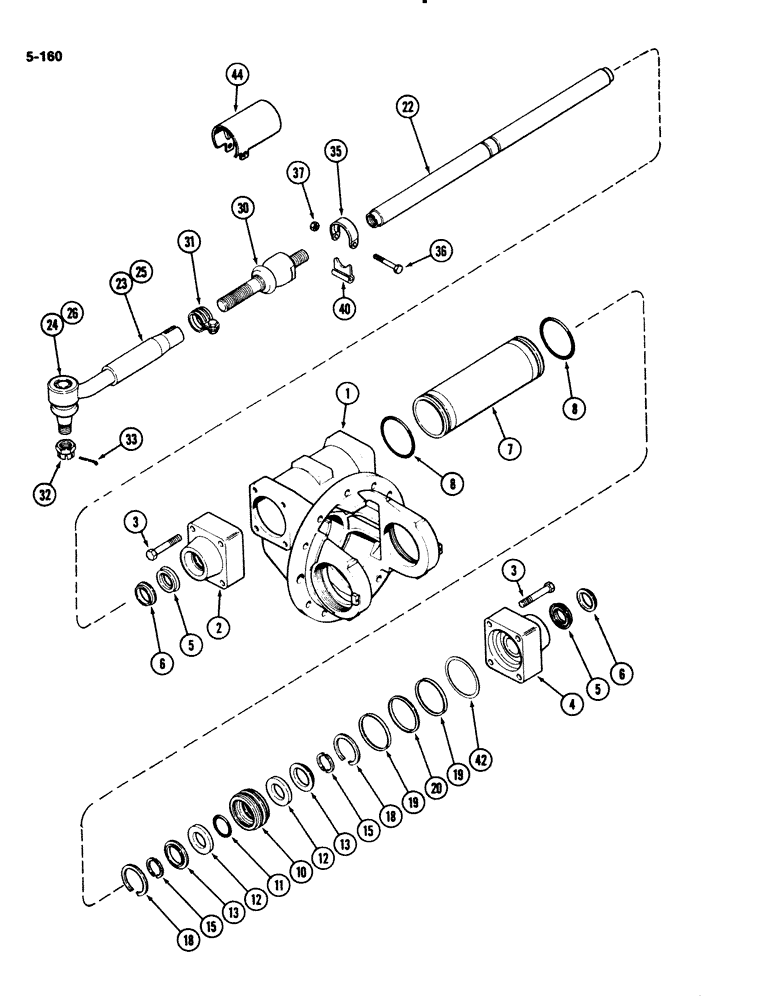 Схема запчастей Case IH 2294 - (5-160) - FRONT AXLE TIE RODS AND STEERING CYLINDER, MFD TRACTORS, ZF AXLE (05) - STEERING