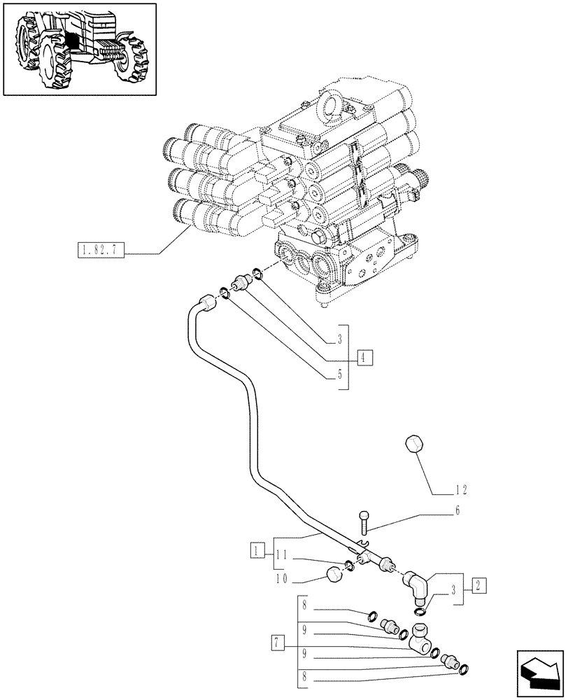 Схема запчастей Case IH MAXXUM 130 - (1.82.7/36) - MID MOUNTED VALVES - PIPES (07) - HYDRAULIC SYSTEM