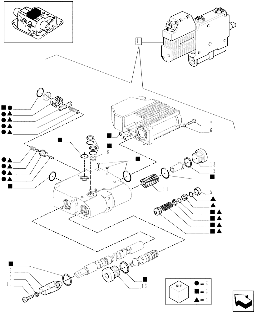 Схема запчастей Case IH MAXXUM 115 - (1.82.7/03B) - ELECTRONIC CONTROL VALVE - BREAKDOWN (07) - HYDRAULIC SYSTEM