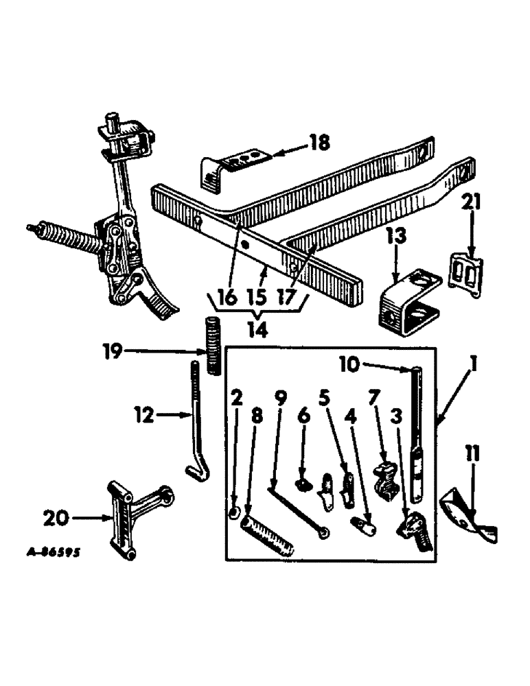 Схема запчастей Case IH 80 - (A-26) - SHOVEL COVERING ATTACHMENT, SPRING TRIP, ONE PER ROW 