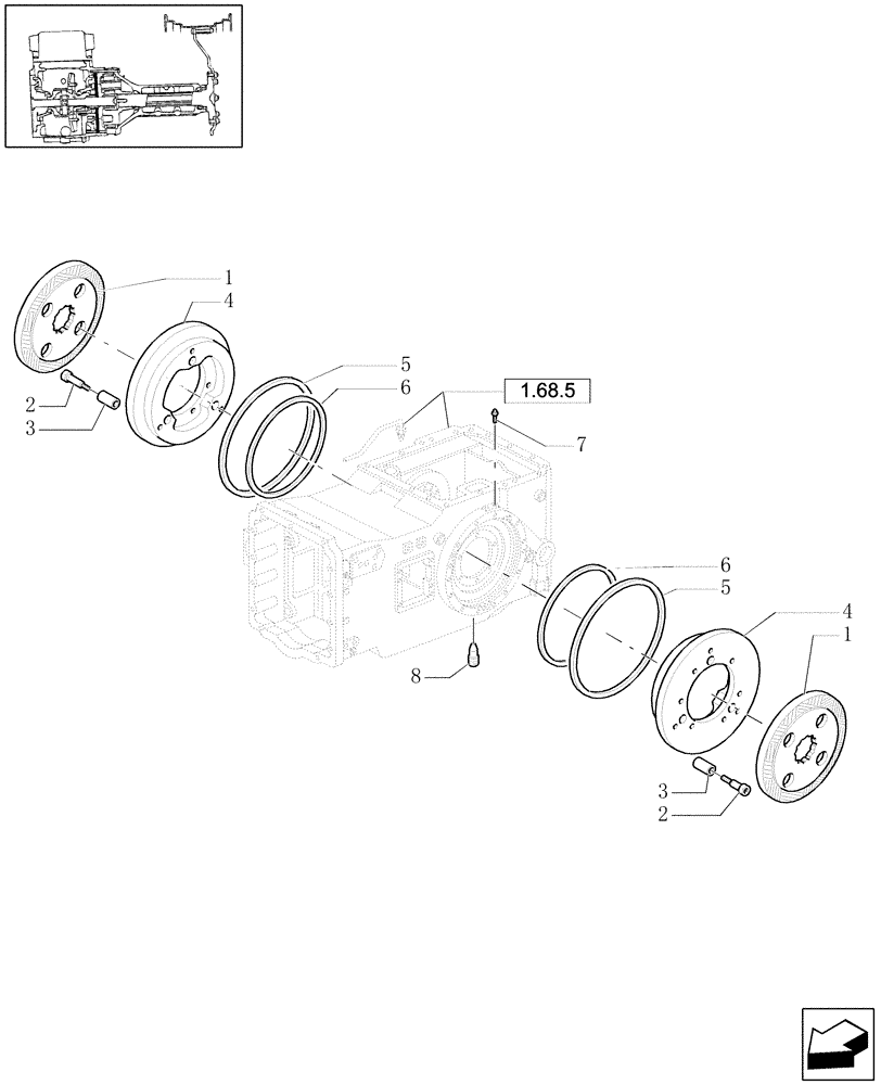 Схема запчастей Case IH MXU110 - (1.65.3[02]) - TRANSMISSION BRAKES (05) - REAR AXLE