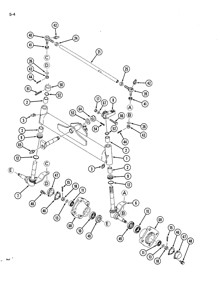 Схема запчастей Case IH 1120 - (5-04) - NONADJUSTABLE FRONT AXLE (05) - STEERING