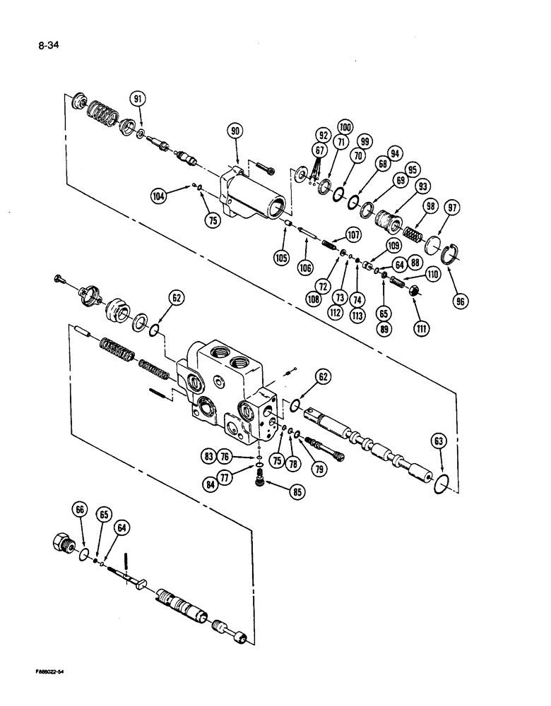 Схема запчастей Case IH 9280 - (8-034) - HYDRAULIC REMOTE VALVE SECTION 1ST, 2ND, 3RD & 4TH W/ FLOAT CONT. (08) - HYDRAULICS