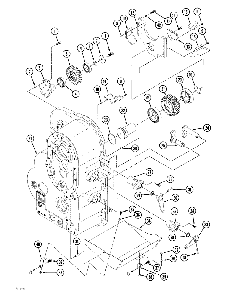 Схема запчастей Case IH 9390 - (6-074) - 24 SPEED SYNCHROSHIFT TRANSMISSION ASSEMBLY, REAR HOUSING, SHIFT LEVERS & BAFFLES (06) - POWER TRAIN