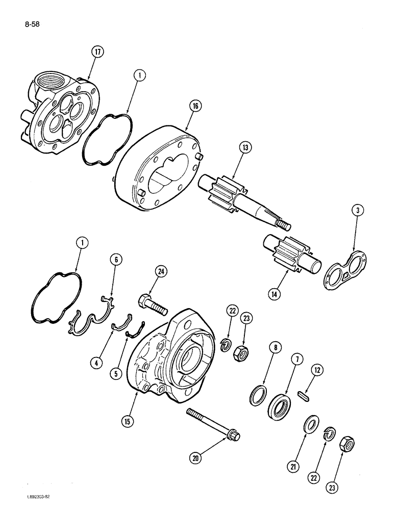 Схема запчастей Case IH 1680 - (8-058) - HEADER LIFT PUMP ASSEMBLY, PRIOR TO P.I.N. JJC0117060 (07) - HYDRAULICS