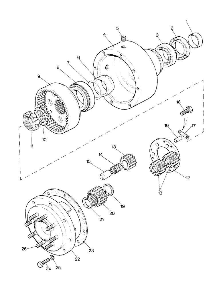 Схема запчастей Case IH 1290 - (G-05) - FRONT HUBS AND REDUCTION GEARS, MFD DAVID BROWN AXLE (04) - FRONT AXLE