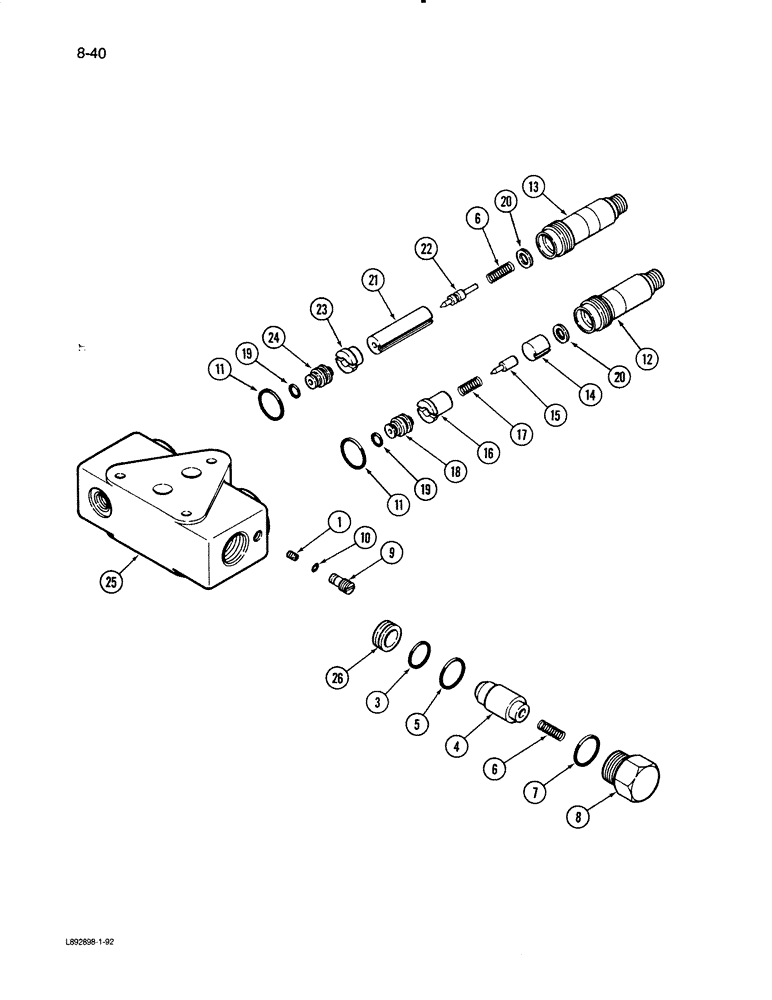 Схема запчастей Case IH 1670 - (8-40) - UNLOAD/SINGLE BI-DIRECTIONAL VALVE, FOR REEL LIFT (07) - HYDRAULICS