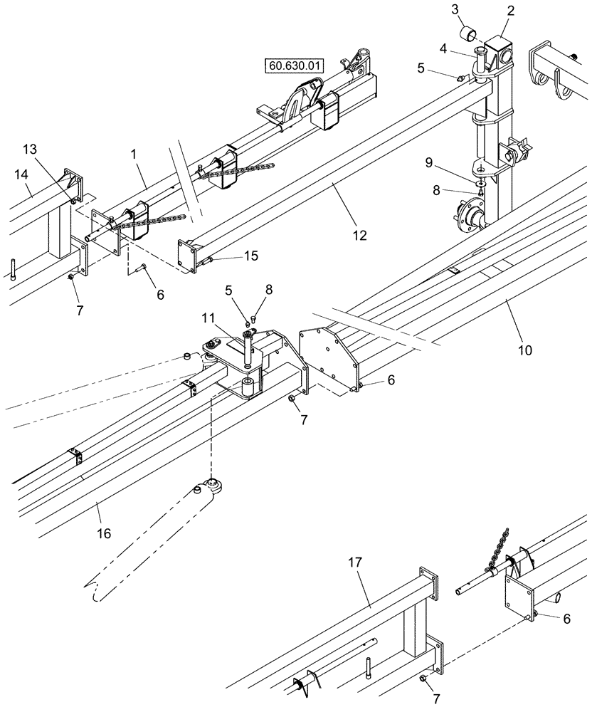 Схема запчастей Case IH WRX301 - (39.100.05[02]) - FRAME, REAR, RH, 14 & 16 WHEEL RAKES (39) - FRAMES AND BALLASTING