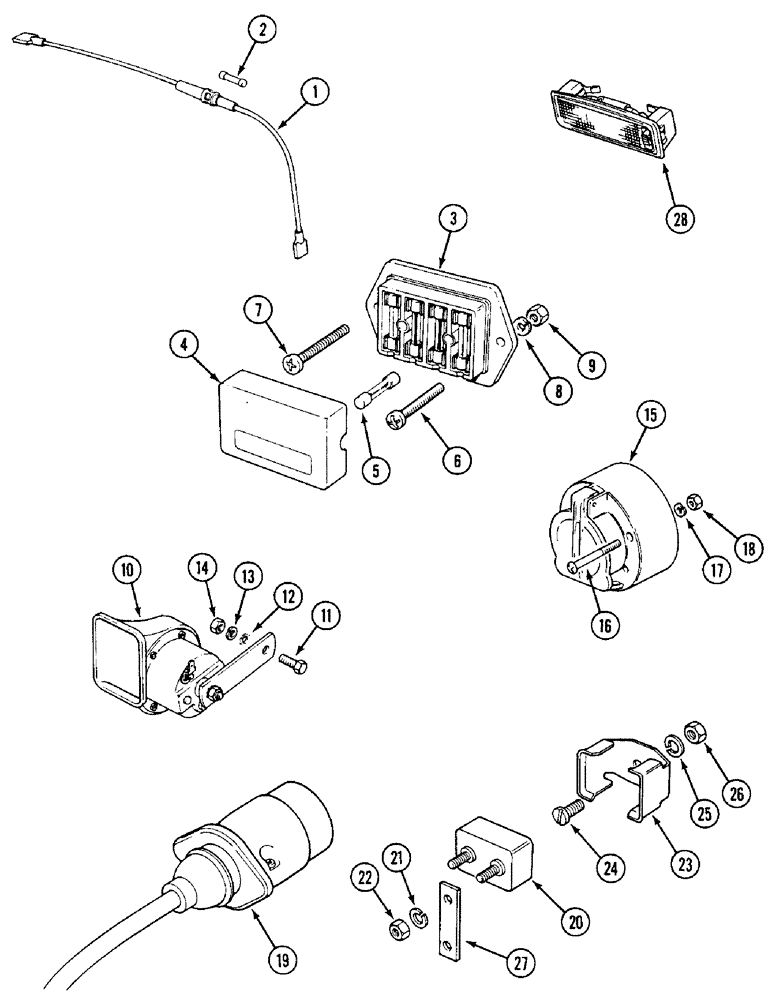 Схема запчастей Case IH 1594 - (4-66) - FUSE BOX, HORN AND TRAILER SOCKET (04) - ELECTRICAL SYSTEMS