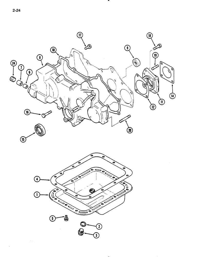 Схема запчастей Case IH 235 - (2-24) - OIL PAN AND FRONT GEAR COVER (02) - ENGINE