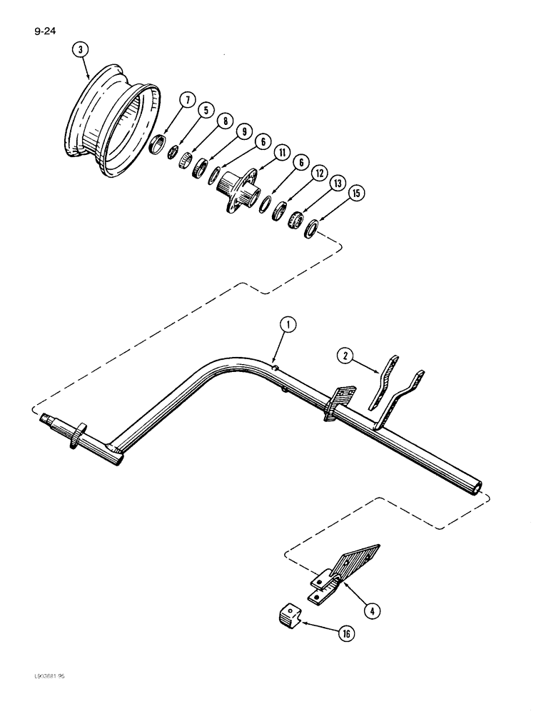 Схема запчастей Case IH 770 - (9-24) - FRONT FURROW WHEEL, PRIOR TO 1975 