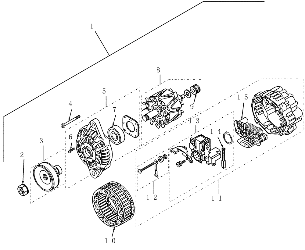 Схема запчастей Case IH DX48 - (01.07) - ALTERNATOR ASSEMBLY (01) - ENGINE